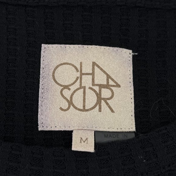 Chaser‎ Long Sleeve Waffle Thermal Tunic Sweater Top, Black, Medium - Picture 4 of 9